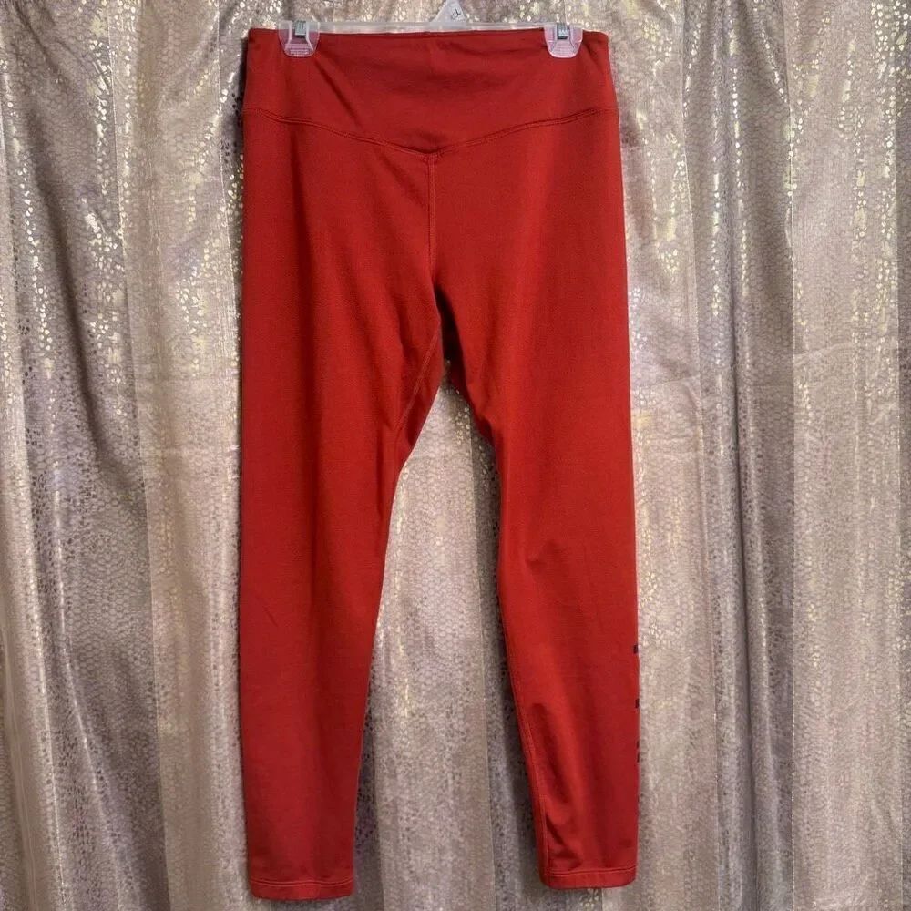 PINK Victorias Secret Cozy Fleece Lined Burnt Orange Leggings Large
